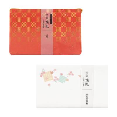 Kamiiso Sansho Kaishi Kimonomi Iyo Washi with Case Set of 2 Scent Spring and Autumn X Kaishi Set 42 (1 Piece) Ichimatsu/Genji Kaishi 17.5 14.5cm