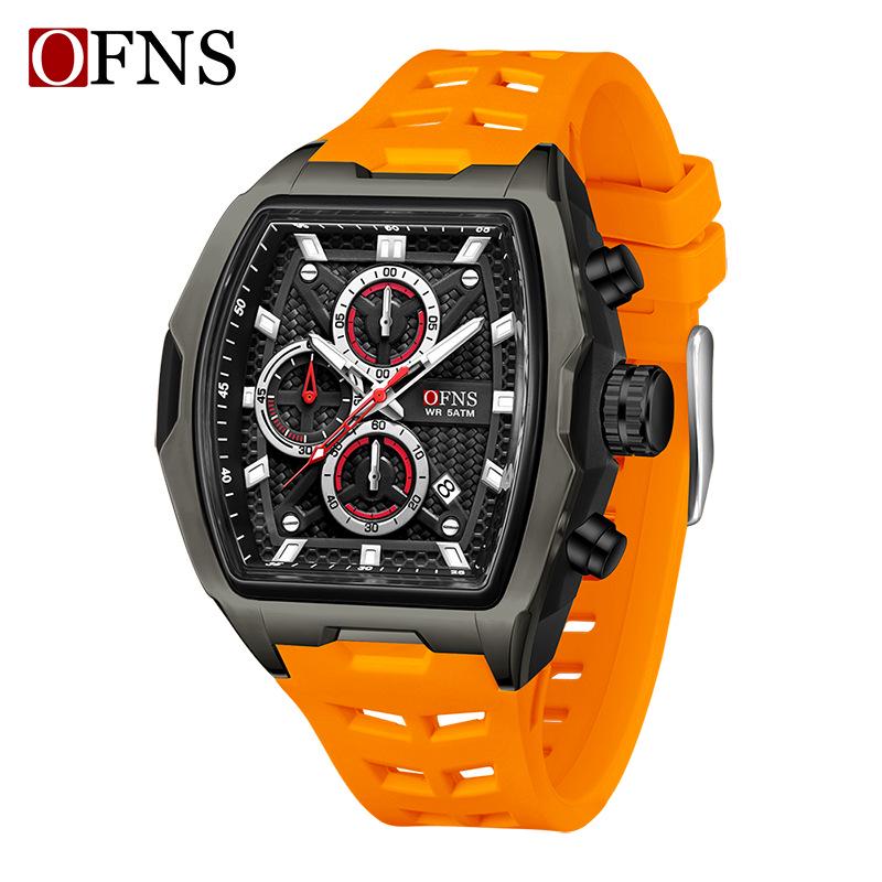 Oufannishi Youth Fashion Barrel Watch: Men's Trendy, Versatile Three-Dial, Six-Hand Quartz Timepiece