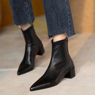 Fashion Autumn Women Ankle Boots Shoes Fashion Pointed Toe Ladies Short Boot Square Low Heel Casual Winter Women's Footwear 2024