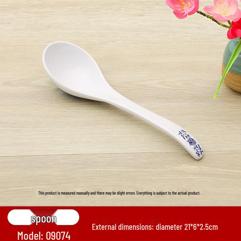 Retro Blue & White Melamine Dinnerware Set: Noodle & Soup Bowls, Plates for Restaurants & Noodle Shops