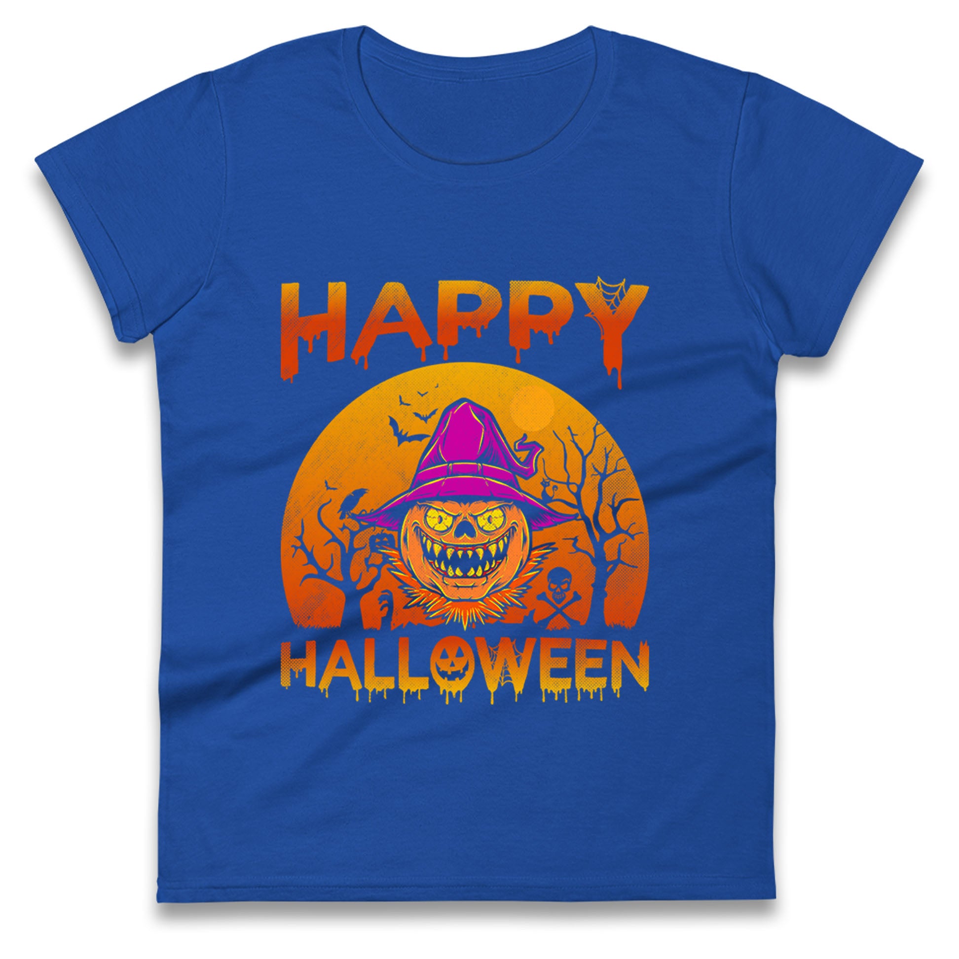 Happy Halloween Pumpkin Witch Womens T Shirt Mens Tops Tees Unisex M