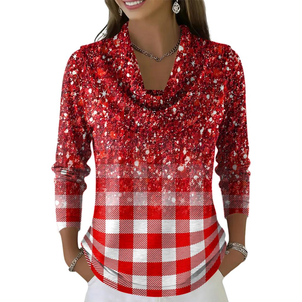 Dámský ležérní a módní svetr s dlouhým rukávem a potiskem, kulatým výstřihem