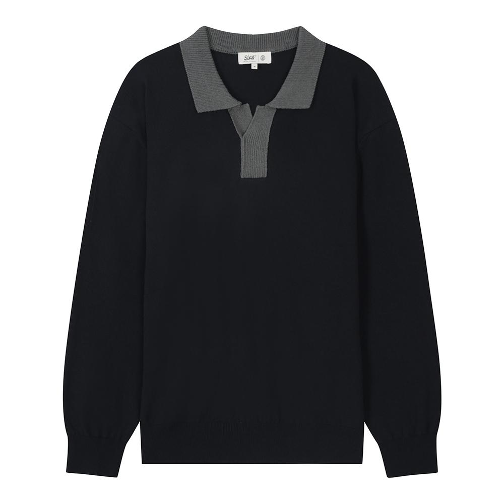 Contrast Collar Terry Pullover (Piuca8005)