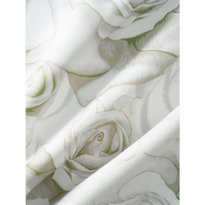 Printed Design Four Seasons Leisure Style White Rose Pattern Printed Skirt Half Skirt