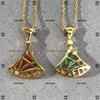 V Gold High Fan-shaped Clavicle Necklace: 18k Rose Gold with Red Agate, Diamond Accents, and White Shell on 925 Silver for Women