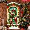 Christmas Elf Door Banner Xmas Party Decorations Photography Backdrop Indoor Outdoor Wall Porch Background Decor Party Supplies