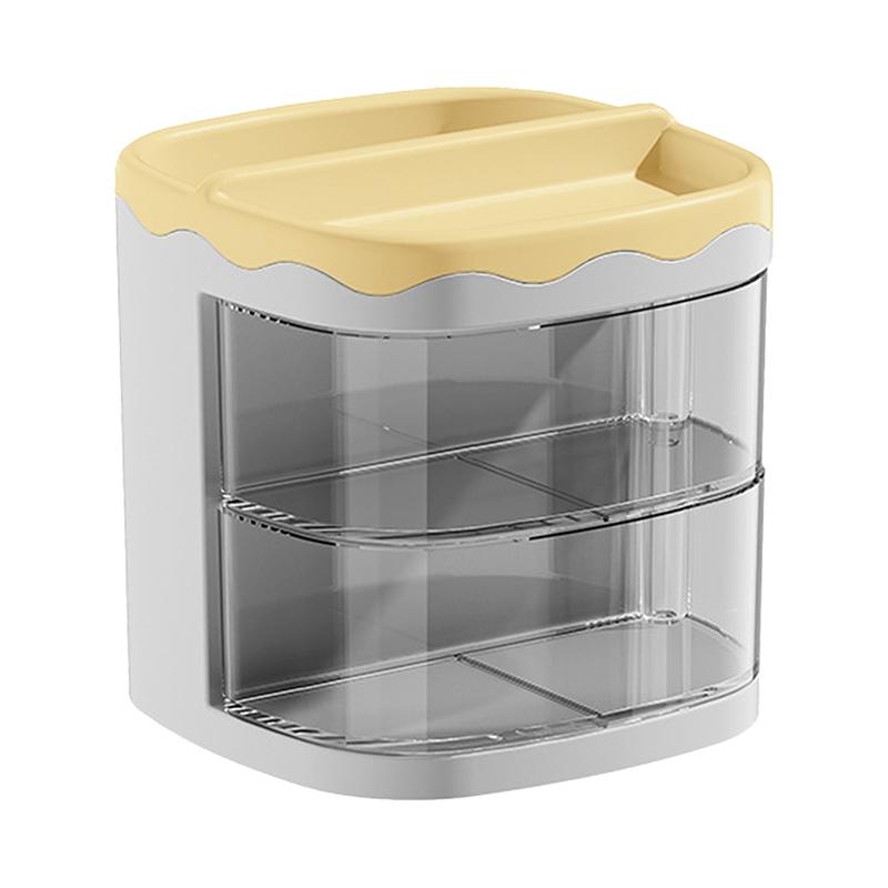 

Практичный многофункциональный настольный органайзер, держатель для ручек, двухслойный вращающийся стеллаж для хранения карандашей, студенческая полка для хранения косметики