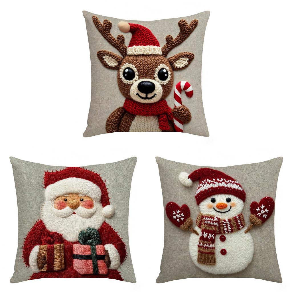 Christmas Decorative Pillow Cover With Short Plush Material For Holiday Home Decor