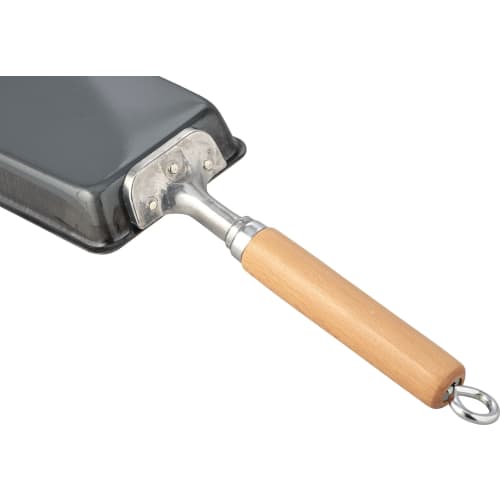 Wahei Freiz Tsubame-Sanjo Black Iron Bento Omelet Pan, 9 x 14cm, Induction and Gas Compatible, Wooden Handle, Made in Japan with Selected Materials, G