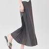 Chiffon Spliced   Gray Suit Skirt for Women In Summer Thin Pleated Spliced   A-line Long Skirt