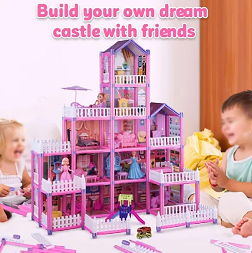 278pcs Doll House Building Toys DIY Assembly Doll Accessories Simulation Castle Building Kit for