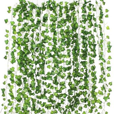 12pcs 2M Home Decor Green Fake Leaves Garland Plant Vine Foliage  Plastic Rattan String Wall Decor Artificial Plants