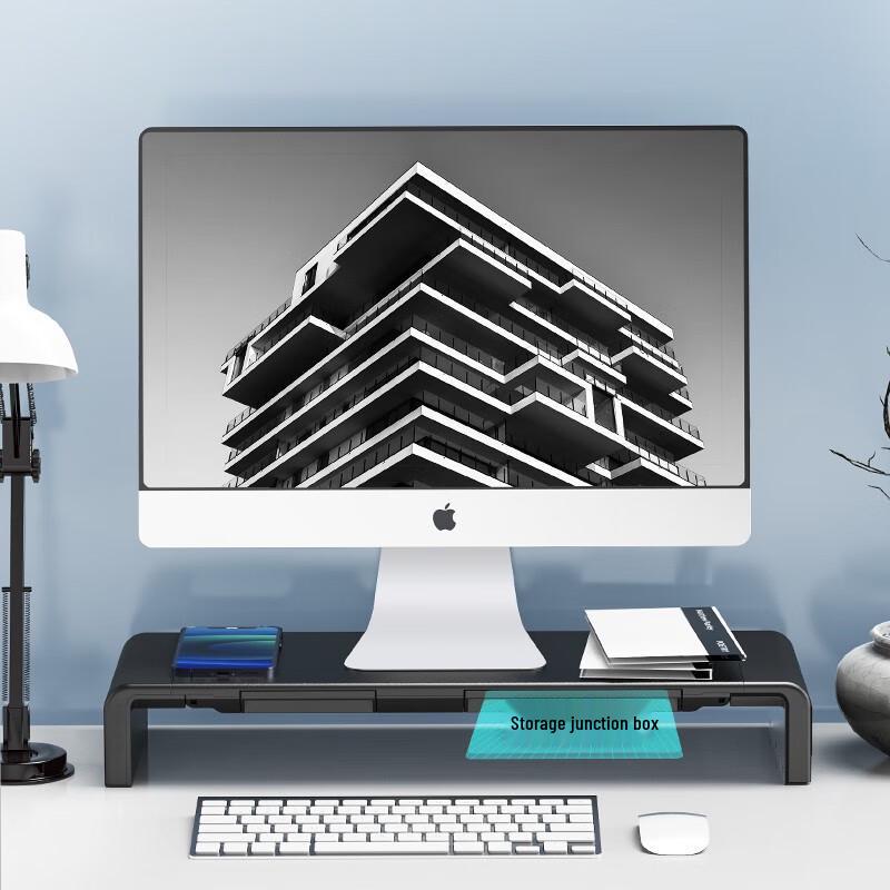 llano Q5 Adjustable Monitor Stand with Storage Drawer