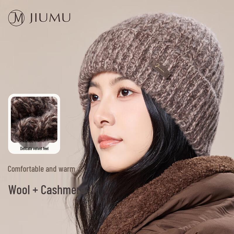 JIUMU Women s Warm Wool Knit Beanie Hat One Size