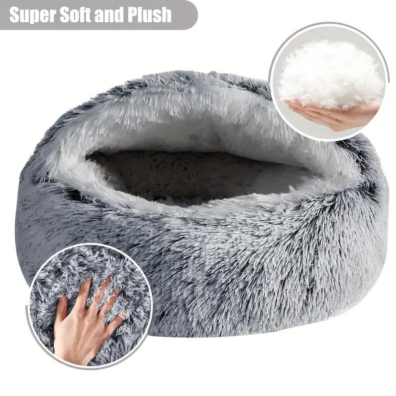 Katzenbett Vier Jahreszeiten Warm Bequem Haustiermatratze Warm Weich Plüsch Haustierbett Halbgeschlossenes Katzennest Schalenstil Nest Katzensofabett