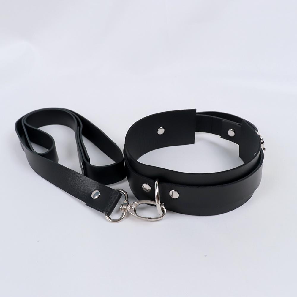 Exotic Accessories of Bdsm Slave Bondage Leather Collar with Leash Belt Choker Necklace Animal Pet Accessories Adjustable Black