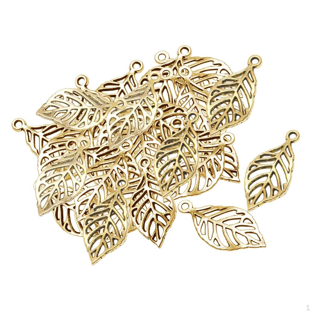50 Pack Leaf Charms, Hollow Pendants, Alloy, Connectors, DIY Crafts, Decoration, Exquisite