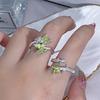 Grüner Emaille Öltropfen Schmetterling Blume Zir*****Stift Ring Klein Frisch Leichter Luxus Hoher Sinn Ring Frau