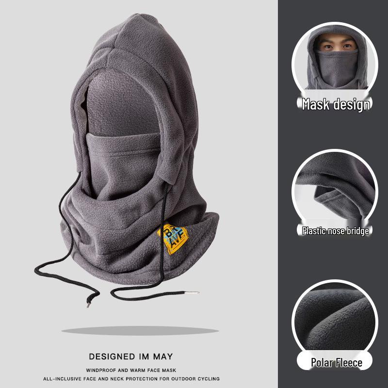 Unisex Warm Cotton Hat & Scarf Set: Cold-Weather Neck and Ear Protection, Windproof Face Mask for Outdoor Cycling