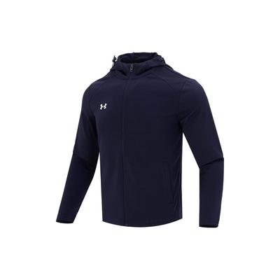 Logo Print Sports Running Fitness Training Hoodie Men Jackets Ink-Blue 23600303-409