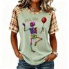 Women's Halloween Raglan Sleeve T-Shirt Neck Short Sleeve Printed Top