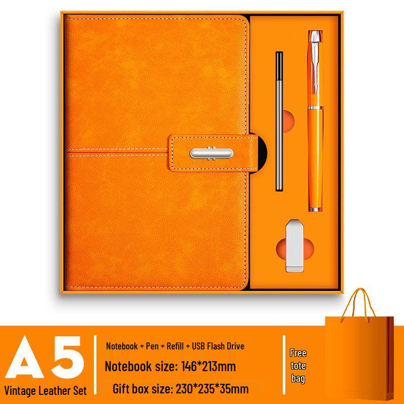 A5 Benutzerdefiniertes Geschäftsnotizbuch & Thermoskanne Geschenkset mit Logodruck für Firmenmeetings