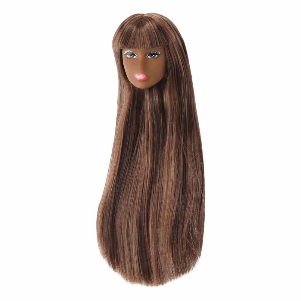 Weiß Normal Gebräunte Haut Puppenkopf Langes Haar Modepuppenkopf für 11,5 Zoll BJD Puppenkörper