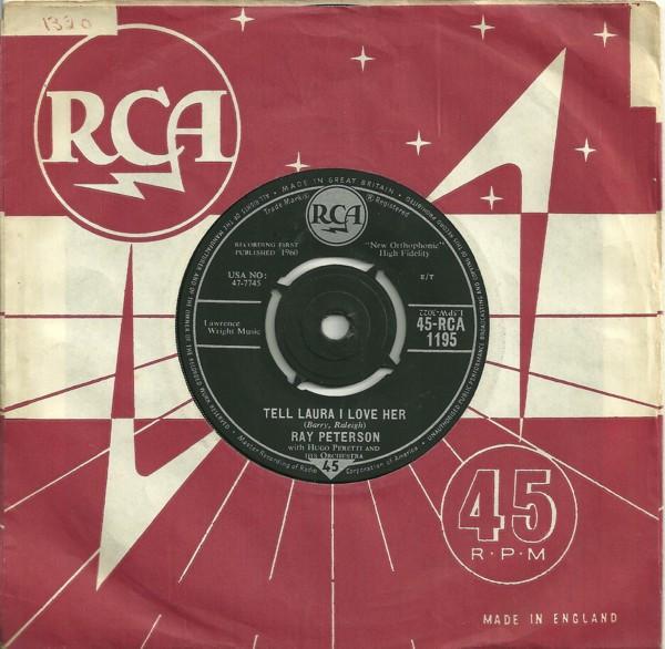 

7-дюймовая пластинка RAY PETERSON, THE HUGO PERETTI ORCH - Tell Laura I Love Her 45RCA1195 RCA 1960 UK Pop б/у