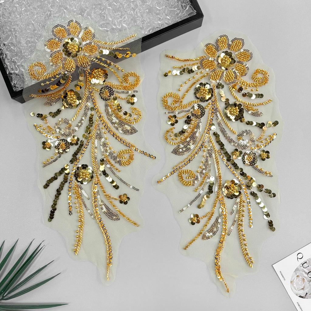 Heavy Industry Mesh Beaded Sequins Three-Dimensional Flower-To-Flower Patch Dress Wedding Dress With Decorative Cloth Stickers Accessories