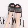 Fashion Fashion Bling Cotton Slippers for Women Open Toe Slip On Fur Slippers Woman Autumn Winter Faux Fur Indoor Flats Fur Slides Mujer