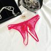 Stretchy Strappy Open Crotch Briefs Floral Embroidery Sheer Mesh Panties Lace Thong  Ladies Girls