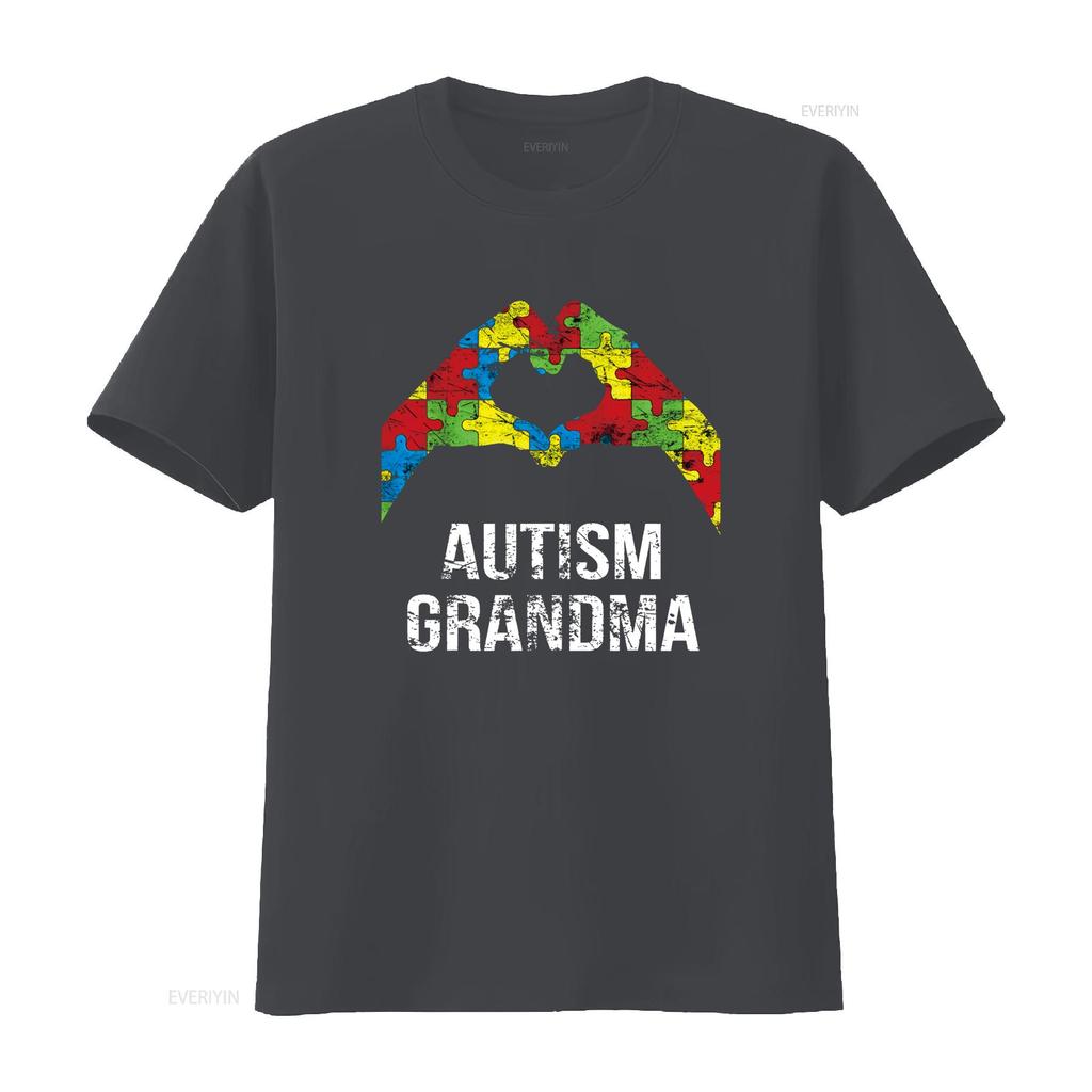 Autism Grandma Awareness Month Proud T Shirt Vintage Washed Comfortable Slightly Graphic Homme Casual Stylish Fashion Stretched