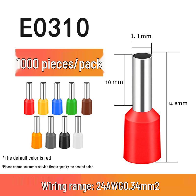 VE Tube-Type Pre-Insulated Terminal E 0308 Cold-Pressed Pin Terminal