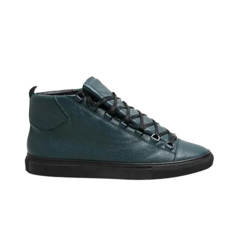LUXSOLE Men's Lace Up Casual Flat Shoes Fashion Designer Cow Leather Thick Soled Sports Shoes Summer New Outdoor Male High Top Shoes