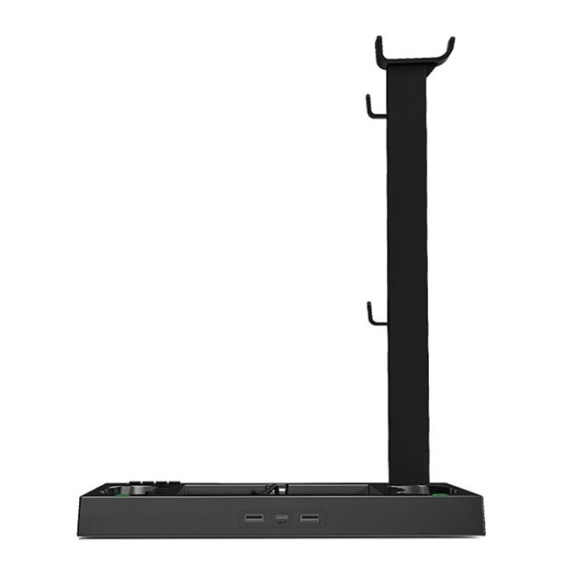 Suporte para Xbox Series X com ventoinha, estação de carregamento para dois controles com 4 ventoinhas de resfriamento, 1 suporte para fone de ouvido, pacote com 2 baterias recarregáveis de 1400 mAh