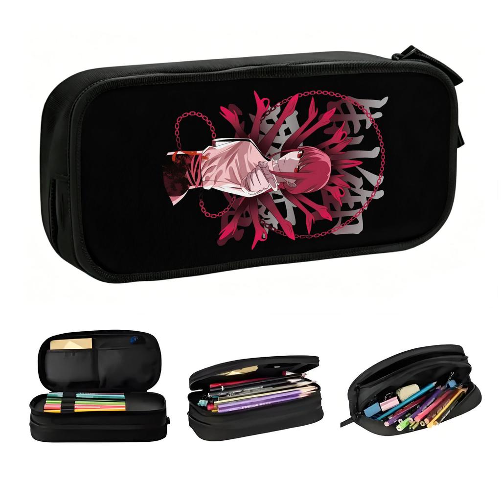 Makima Chainsaw Man Kawaii Pencil Cases Girls Boys Large Storage Manga Anime Pencil Box Students Stationery