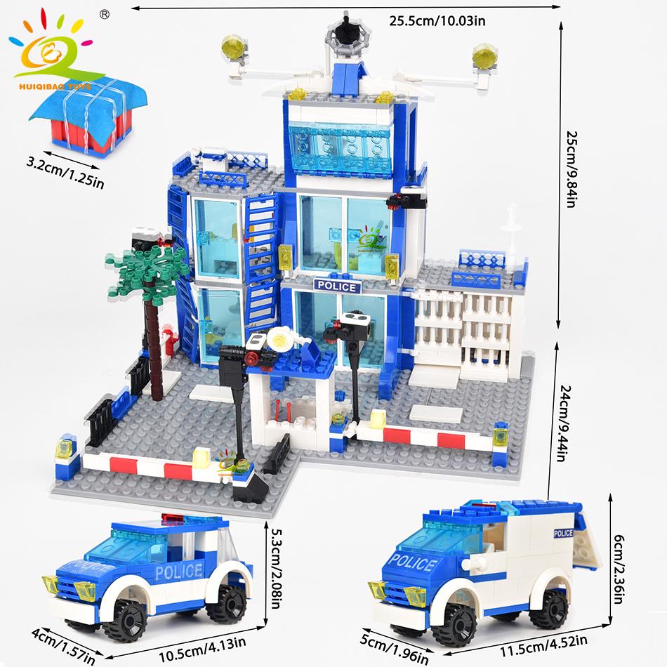 750PCS City Police Station Trucks Car Building Blocks with 10 Policeman Model Bricks Construction Toy for Children Gift