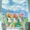 Creative Iron Bucket Flower Butterfly Home Beautification and Decoration Glass Static Window Stickers