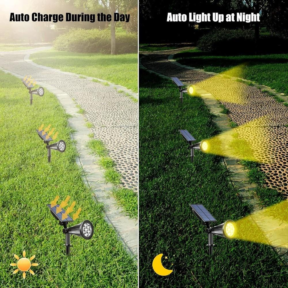 7LED Solcelle Spotlys Justerbar Lysstyrke Vanntett Solcelle Spotlight Lys Landskap Hage Vegglys Utendørs Dekor Belysning
