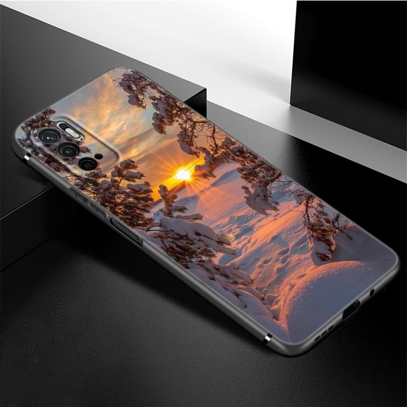 Landscape Winter Light Snow Phone Case For Xiaomi Redmi Note 11 10 9 8 Pro 11T 5G 10T 10S 9S 9T 9i 9C 9A 8T Soft TPU Black Cover