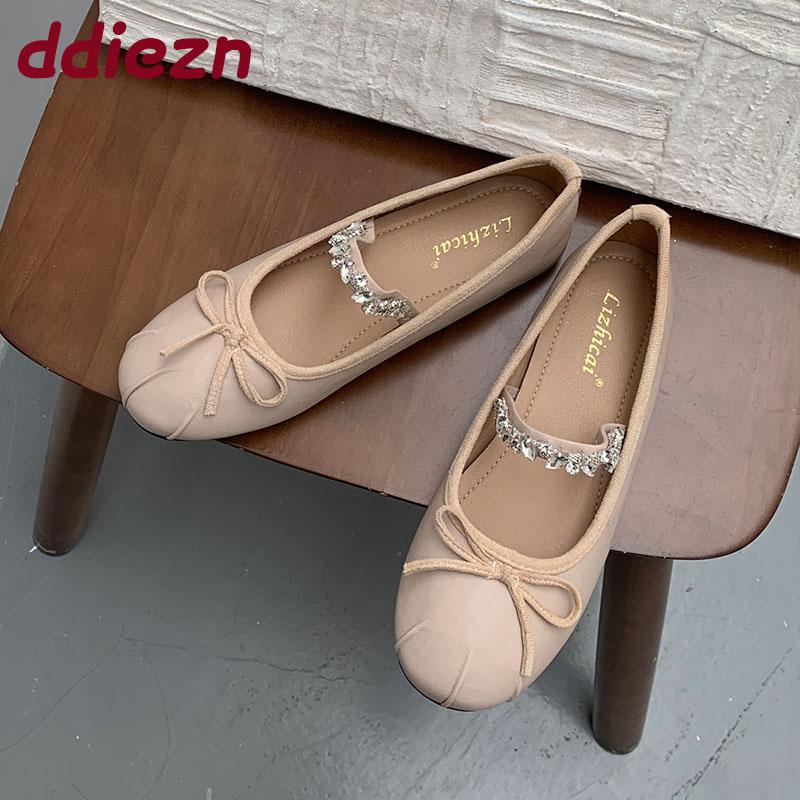 Fashion Pink Fashion Rhinestones Ladies Mary Janes Flats Lolita Shoes Soft Female Round Toe Footwear Shallow Women Ballet Flats Shoes