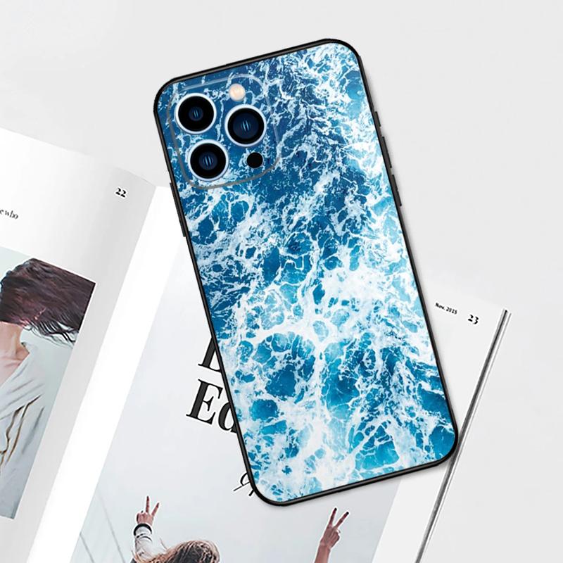 Modrý Mořský Oceán Vlny Pouzdro Pro iPhone 15 14 13 12 11 Pro Max Mini Kryt X XR XS SE 8 7 14 15 Plus Příslušenství