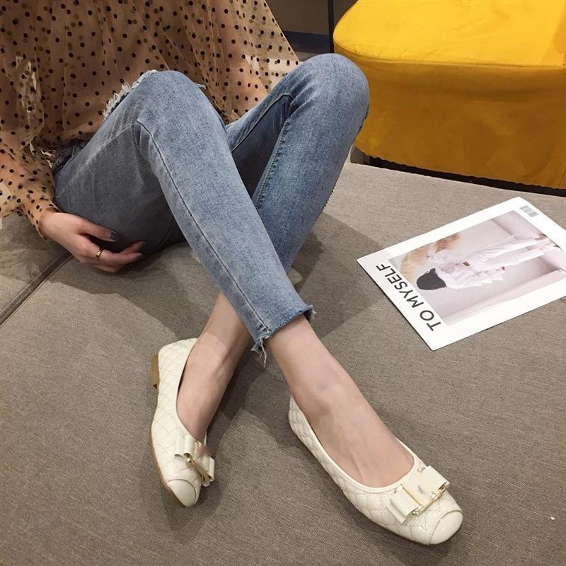 Spring and Autumn 2025 New Doudou Women's Shoes Patent Leather Single Shoes Casual Square Head Shoes Foot Flat Shoes Female Mother Shoes Tide