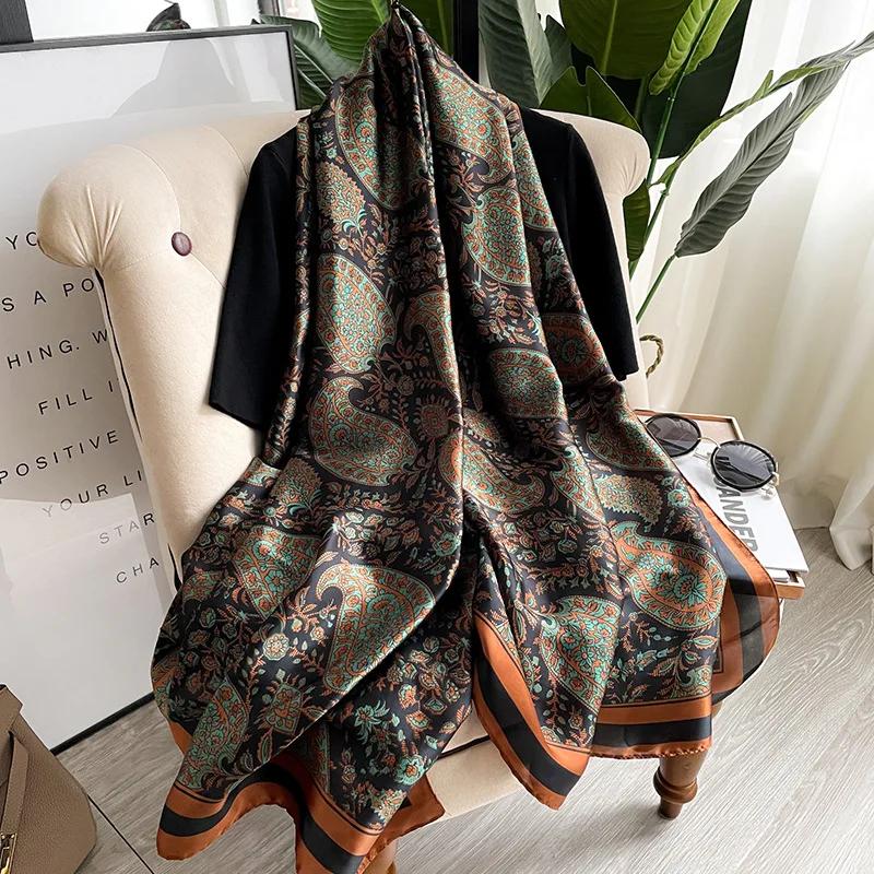 180*90cm Luxury Brand Ladies Spring Summer Long Silk Scarf Shawl Digital Painted Shawl Gogh Oil Painting Lady foulard bandanna