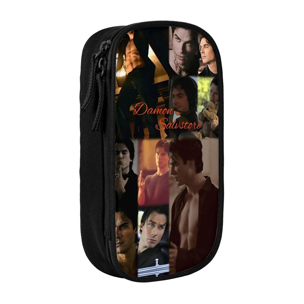 Damon Salvatore Pencil Case The Vampire Diaries Pencilcases Pen Holder Big Capacity Bag Students School Zipper Stationery