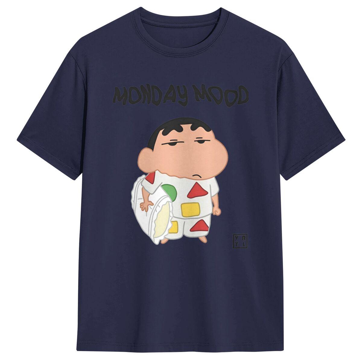 

Monday Mood Crayon Shin Chan T-Shirt Beach Y2K Retro T-Shirts Pure Cotton Fashion Tshirt For Men s Short-Sleeved Top Tees 4XL