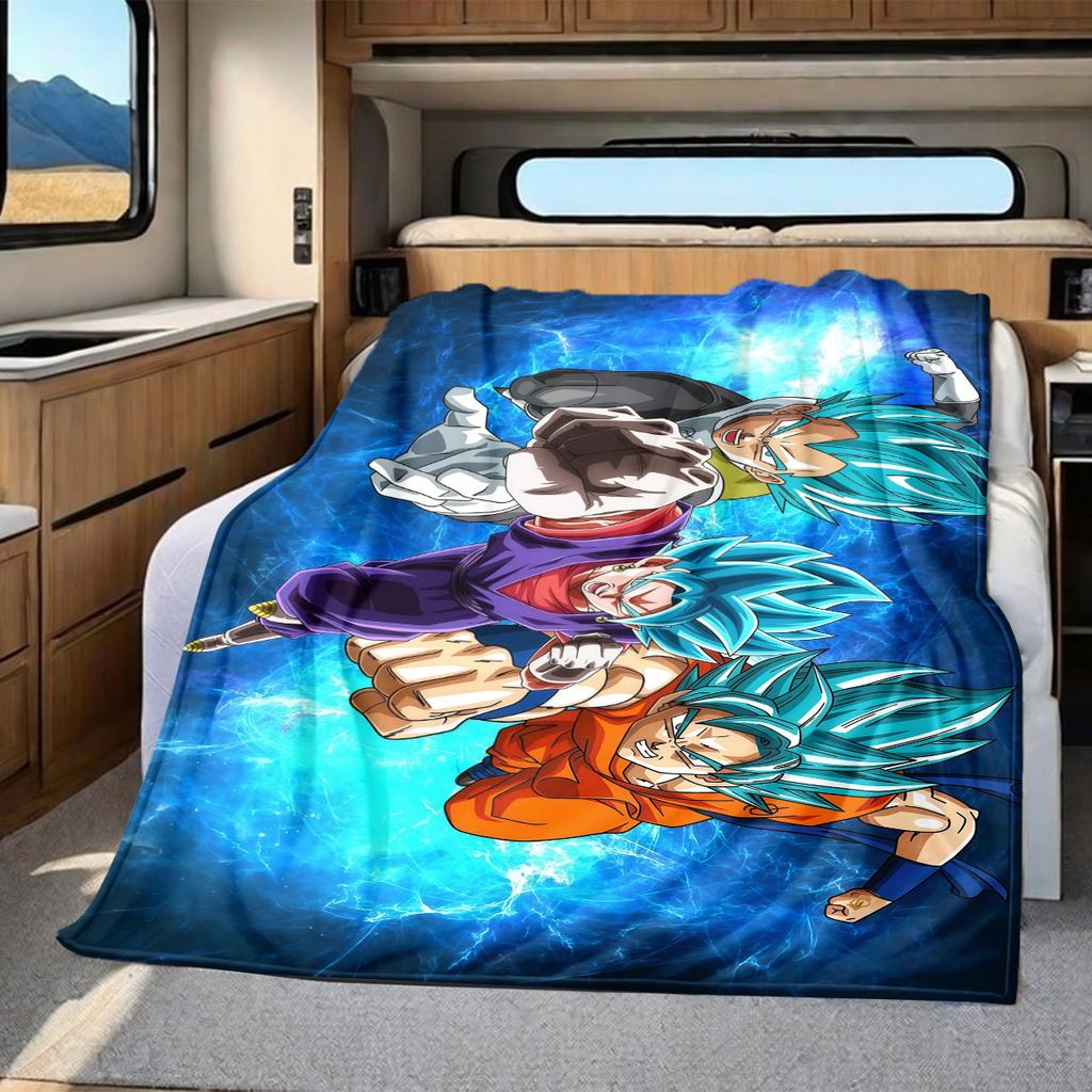 1pz Coperta in Flanella con Stampa Dragon Ball Super, Alta Qualità per Tutte le Stagioni, Decorazione per la Casa, Calore e Comfort, Perfetta per Regali di Natale