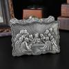 Antique Inspired Metal Jewelry Case With Egyptian Floral Designs Secure Storage for Earrings Rings Necklaces