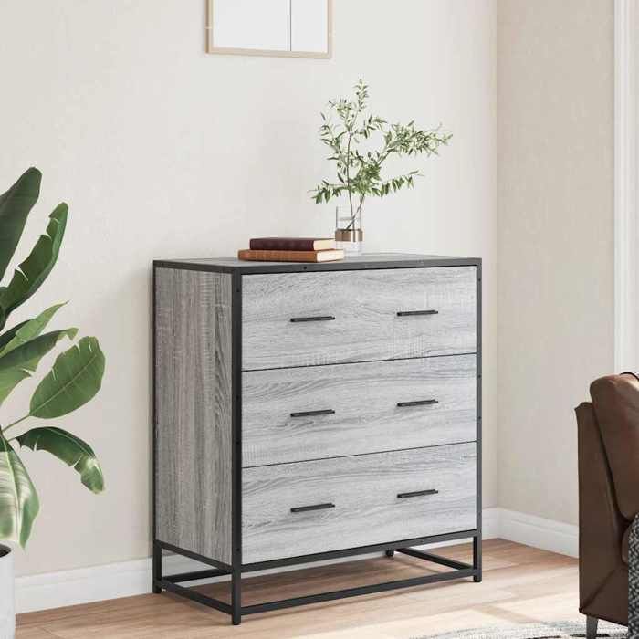 VidaXL Buffet Sonoma Grey 68x35x76 Cm Engineered Wood and Metal, Storage Cabinet, Hallway Cabinet, Side Cabinet 848972