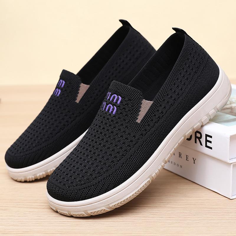 Shoes women's summer breathable soft soles are not tired, single shoes one pedal mother shoes thick-soled casual old Beijing cloth shoes women